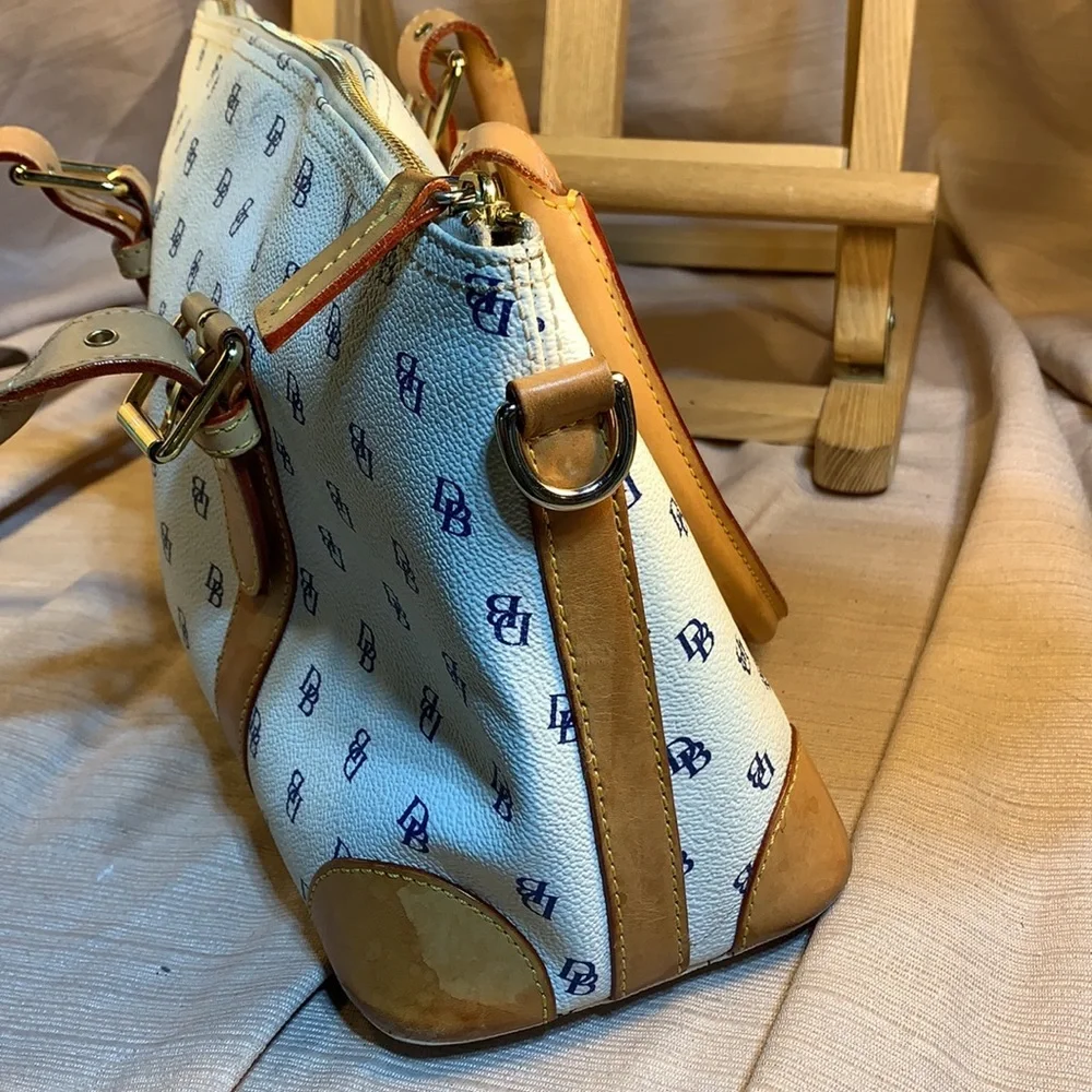 Dooney & Bourke leather satchel w/logo pattern